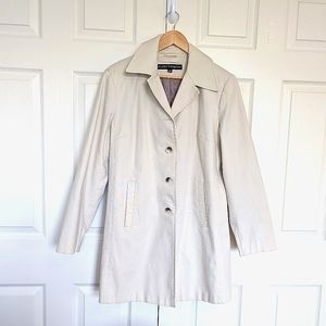 Fleet Street women's cream off white jacket trench coat, size M.